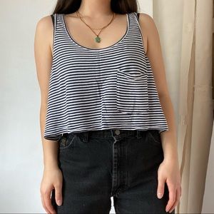 American Apparel Navy Stripe Crop Tank